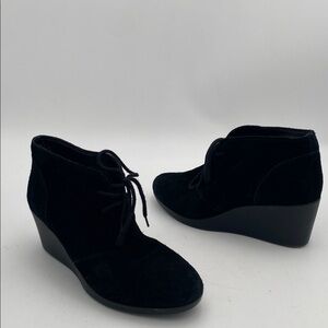 CROCS Black suede wedge ankle boots women 8 casual office retro Y2K fall winter